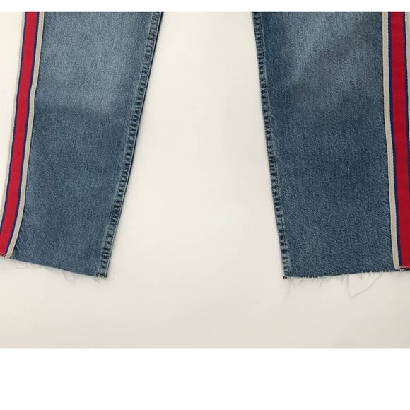 ZARA Authentic Denim TRF Light Wash Side Stripe Straight Cropped Jeans 2 - Picture 5 of 9